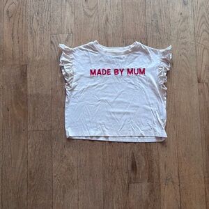 Made by Mum White Kids Ruffle Sleeve Tee